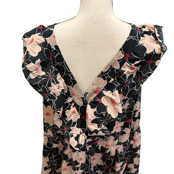 Who What Wear Womens 3X Floral Ruffle Tiered Maxi Dress Black Pink V Neck - Picture 9 of 14